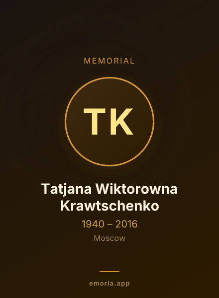 Memorial portrait of Tatjana Wiktorowna Krawtschenko