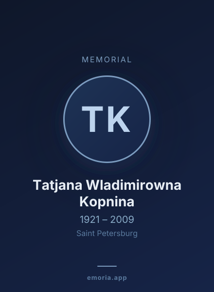 Memorial portrait of Tatjana Wladimirowna Kopnina