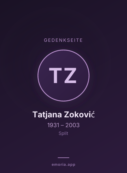 Gedenkportrait von Tatjana Zoković