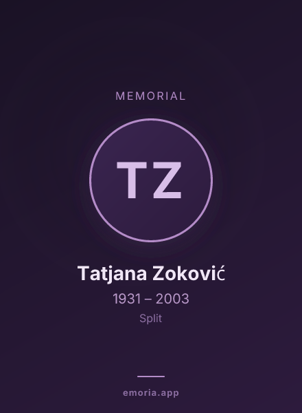 Memorial portrait of Tatjana Zoković