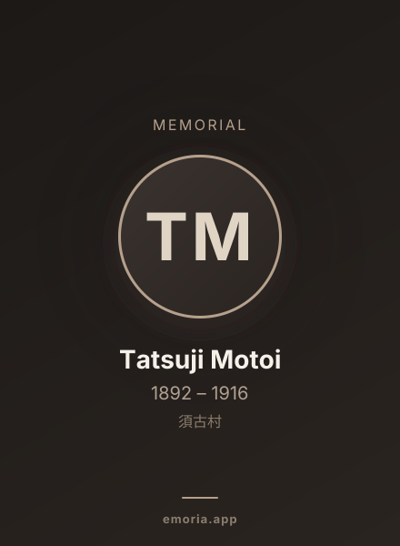 Memorial portrait of Tatsuji Motoi