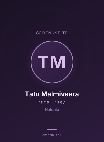 Gedenkportrait von Tatu Malmivaara