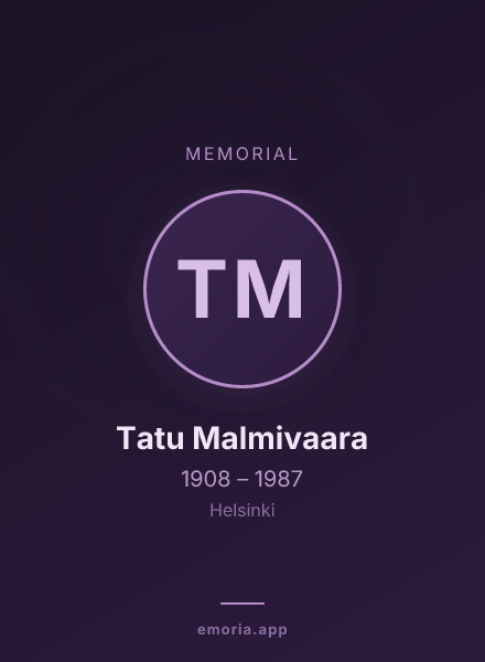 Memorial portrait of Tatu Malmivaara
