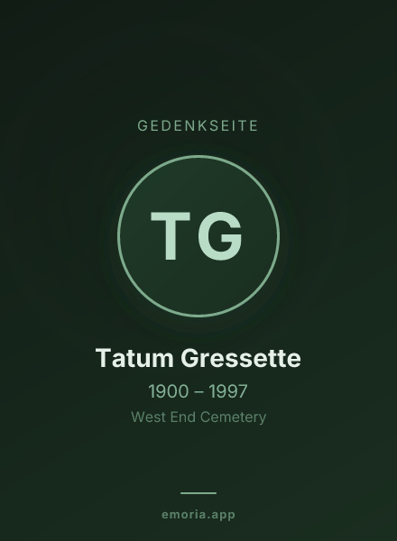 Gedenkportrait von Tatum Gressette
