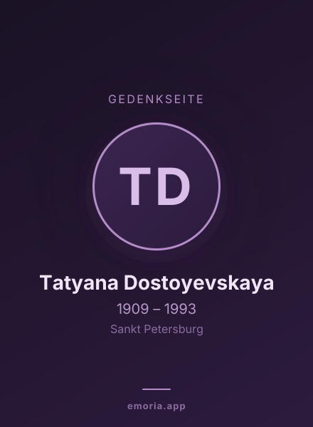 Gedenkportrait von Tatyana Dostoyevskaya