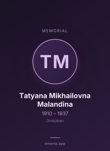 Memorial portrait of Tatyana Mikhailovna Malandina