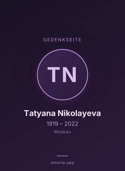 Gedenkportrait von Tatyana Nikolayeva