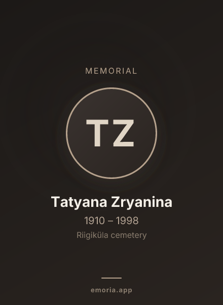 Memorial portrait of Tatyana Zryanina