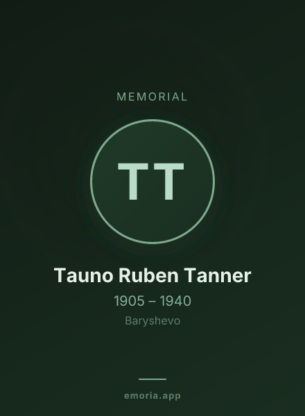 Memorial portrait of Tauno Ruben Tanner