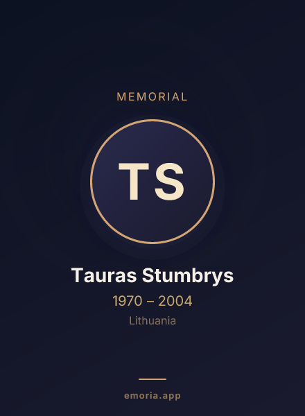 Memorial portrait of Tauras Stumbrys