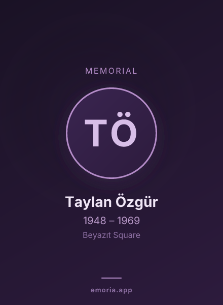 Memorial portrait of Taylan Özgür