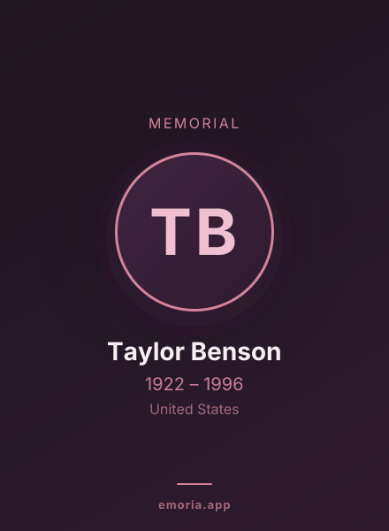 Memorial portrait of Taylor Benson