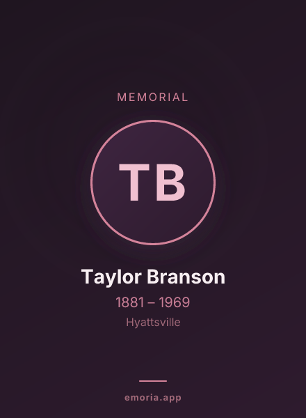 Memorial portrait of Taylor Branson