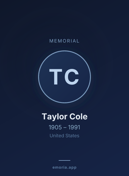 Memorial portrait of Taylor Cole