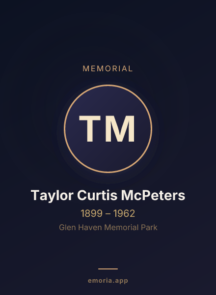 Memorial portrait of Taylor Curtis McPeters