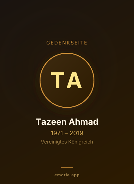 Gedenkportrait von Tazeen Ahmad