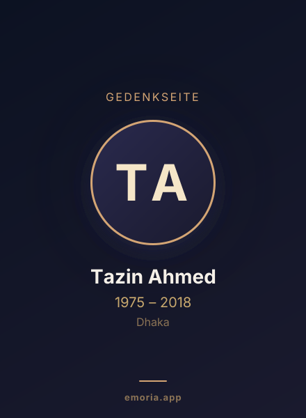 Gedenkportrait von Tazin Ahmed
