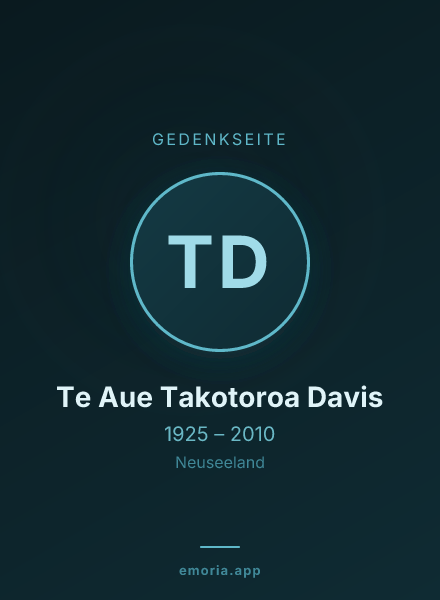 Gedenkportrait von Te Aue Takotoroa Davis