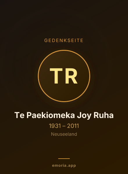 Gedenkportrait von Te Paekiomeka Joy Ruha