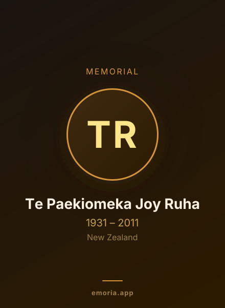 Memorial portrait of Te Paekiomeka Joy Ruha