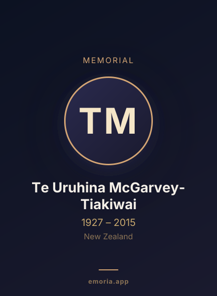 Memorial portrait of Te Uruhina McGarvey-Tiakiwai