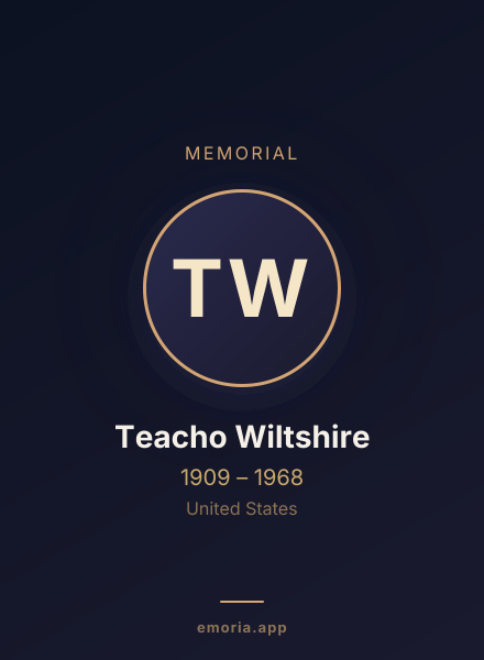Memorial portrait of Teacho Wiltshire