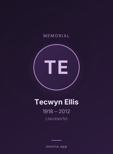 Memorial portrait of Tecwyn Ellis
