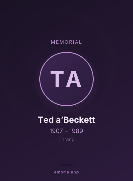 Memorial portrait of Ted a’Beckett