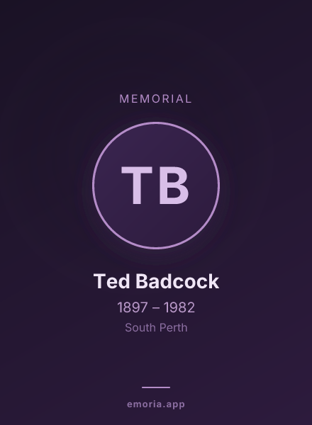 Memorial portrait of Ted Badcock