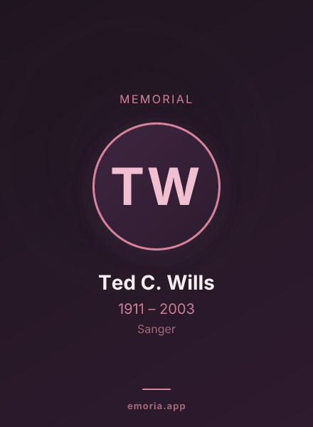 Memorial portrait of Ted C. Wills