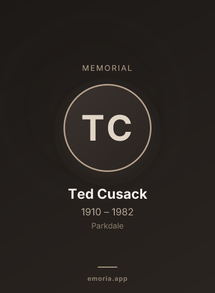Memorial portrait of Ted Cusack