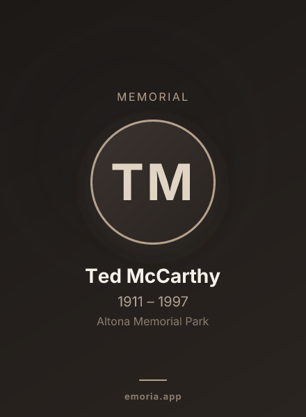 Memorial portrait of Ted McCarthy