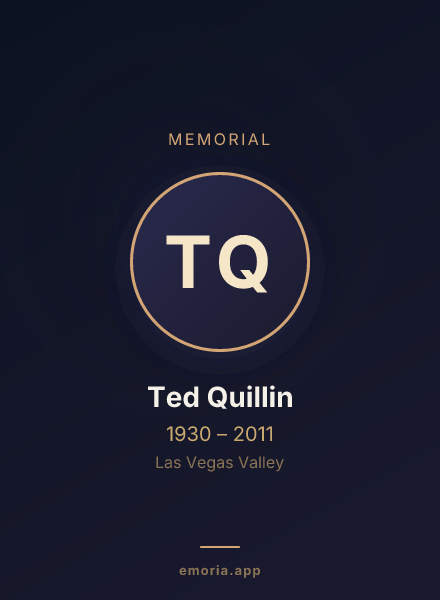 Memorial portrait of Ted Quillin