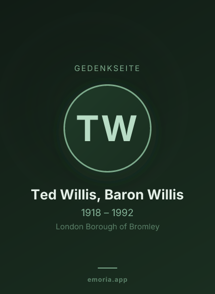 Gedenkportrait von Ted Willis, Baron Willis