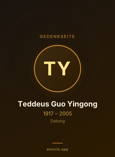 Gedenkportrait von Teddeus Guo Yingong