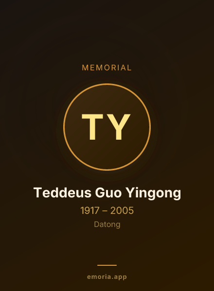 Memorial portrait of Teddeus Guo Yingong