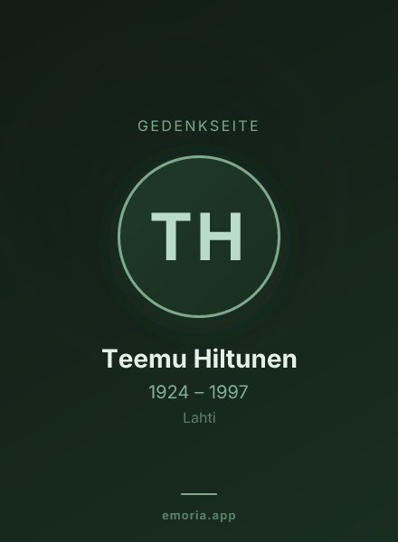 Gedenkportrait von Teemu Hiltunen