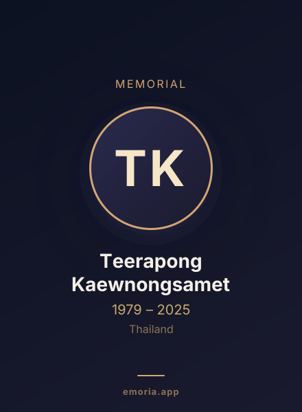 Memorial portrait of Teerapong Kaewnongsamet