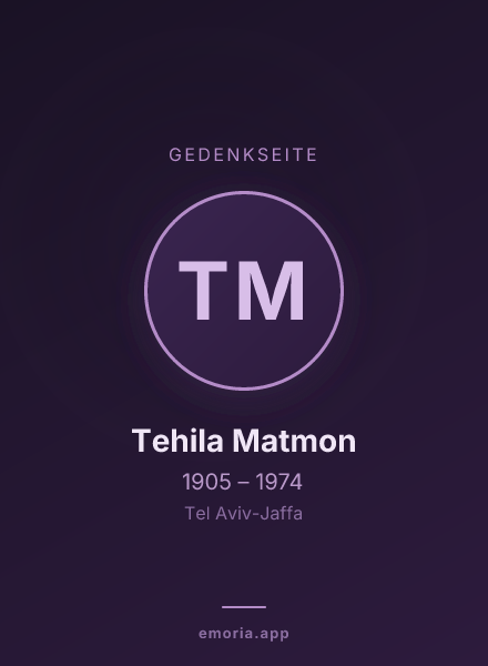 Gedenkportrait von Tehila Matmon