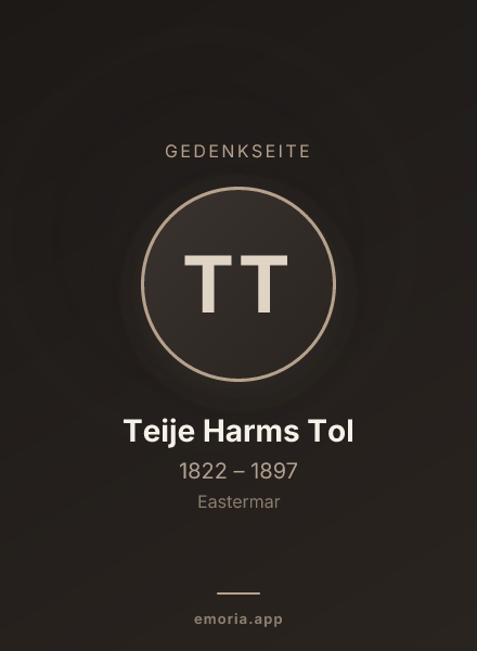 Gedenkportrait von Teije Harms Tol