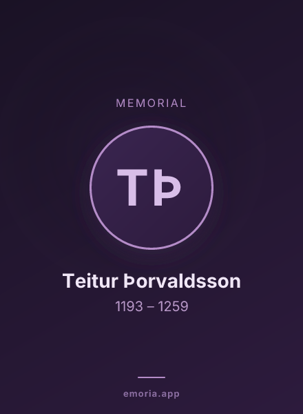 Memorial portrait of Teitur Þorvaldsson