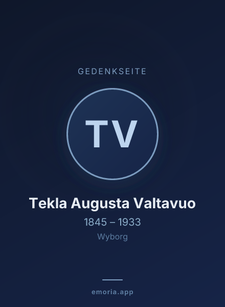 Gedenkportrait von Tekla Augusta Valtavuo