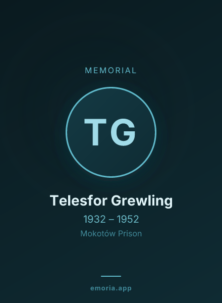 Memorial portrait of Telesfor Grewling