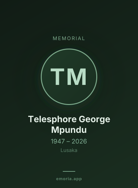 Memorial portrait of Telesphore George Mpundu