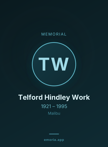 Memorial portrait of Telford Hindley Work