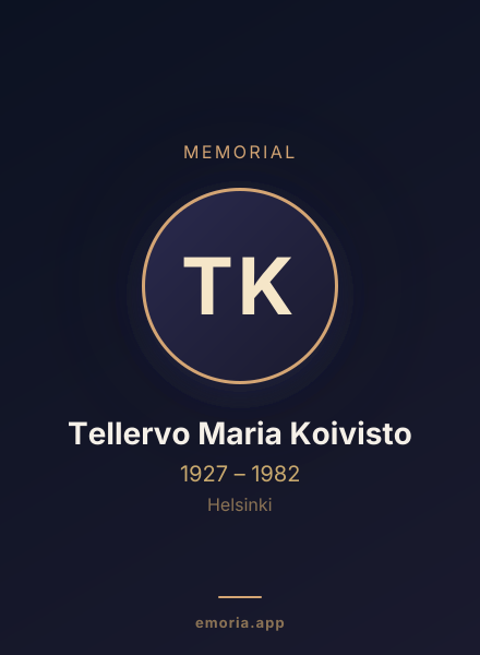Memorial portrait of Tellervo Maria Koivisto