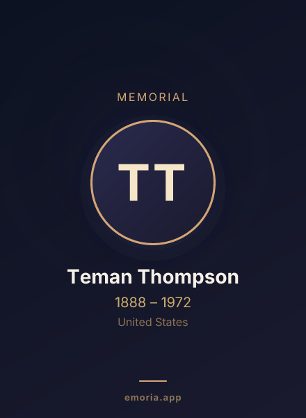 Memorial portrait of Teman Thompson