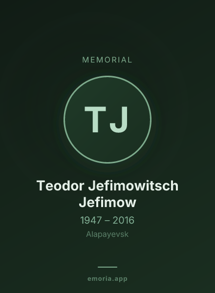 Memorial portrait of Teodor Jefimowitsch Jefimow