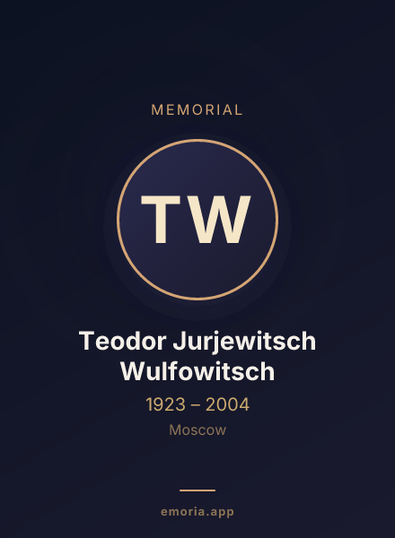 Memorial portrait of Teodor Jurjewitsch Wulfowitsch