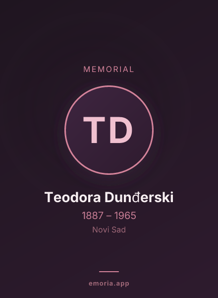Memorial portrait of Teodora Dunđerski